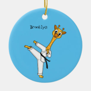 Kung Fu giraffe cartoon illustration Ceramic Tree Decoration