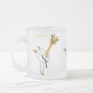 Kung Fu giraffe cartoon illustration Frosted Glass Coffee Mug