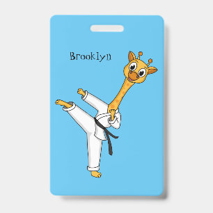 Kung Fu giraffe cartoon illustration ID Badge