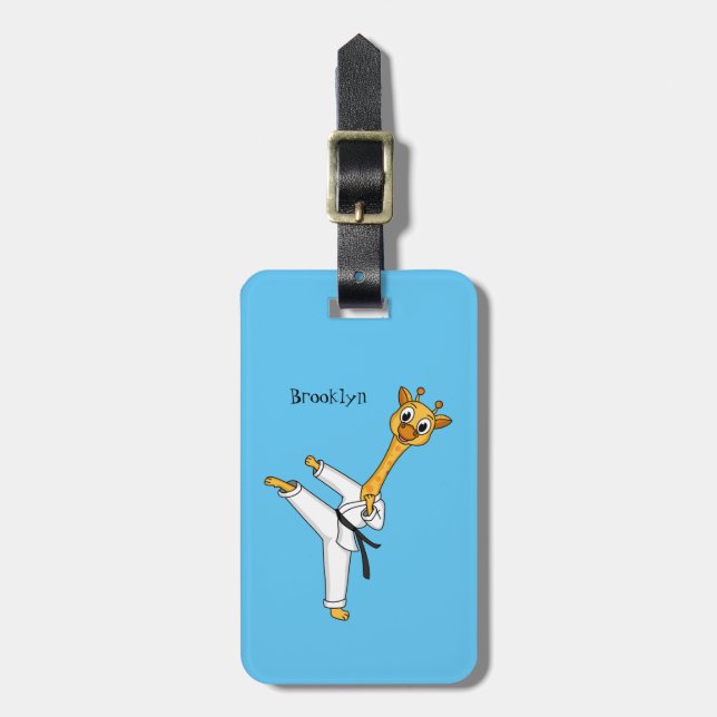 Kung Fu giraffe cartoon illustration Luggage Tag (Front Vertical)