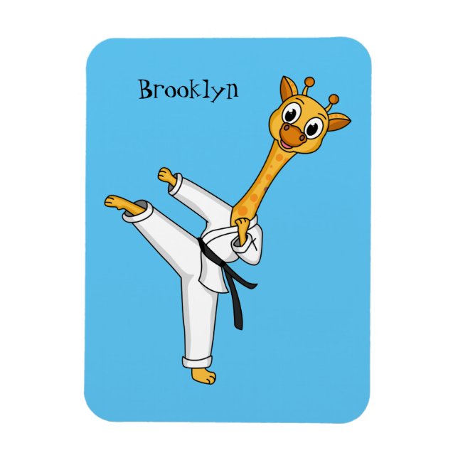 Kung Fu giraffe cartoon illustration Magnet (Vertical)
