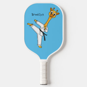 Kung Fu giraffe cartoon illustration Pickleball Paddle