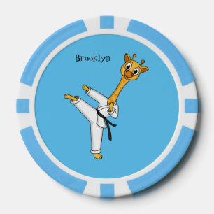 Kung Fu giraffe cartoon illustration Poker Chips