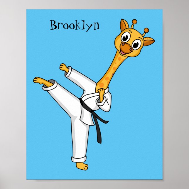 Kung Fu giraffe cartoon illustration Poster (Front)