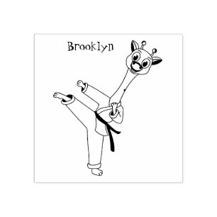 Kung Fu giraffe cartoon illustration Rubber Stamp