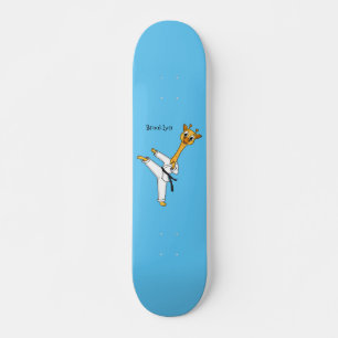 Kung Fu giraffe cartoon illustration  Skateboard