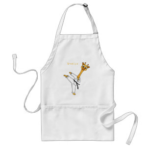 Kung Fu giraffe cartoon illustration Standard Apron