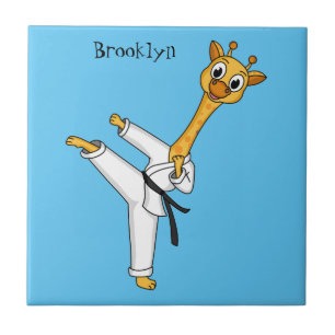 Kung Fu giraffe cartoon illustration Tile