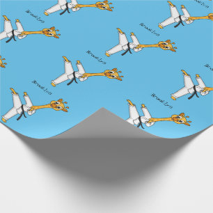 Kung Fu giraffe cartoon illustration Wrapping Paper