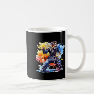 Kung Fu Lion Watercolor Taekwondo Kickboxing Lion Coffee Mug
