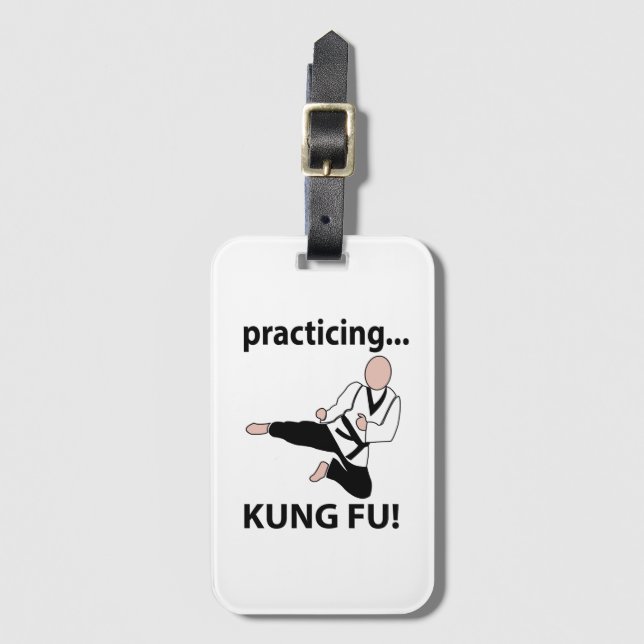 Kung Fu Practicing Kung Fu Luggage Tag (Front Vertical)