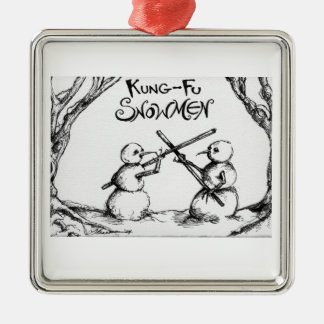 Kung Fu Snowmen Metal Tree Decoration