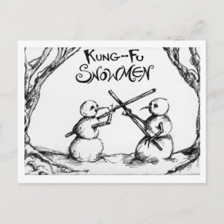 Kung Fu Snowmen Postcard