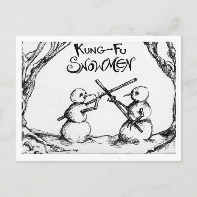 Kung Fu Snowmen Postcard (Front)