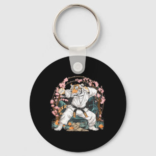 Kung Fu Tiger Sakura Tree Jiu-Jitsu Taekwondo Key Ring