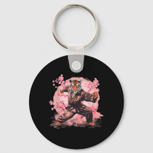Kung Fu Tiger Taekwondo Kickboxing Sakura Tree Key Ring