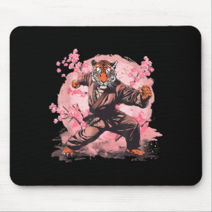 Kung Fu Tiger Taekwondo Kickboxing Sakura Tree Mouse Mat