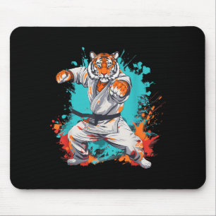 Kung Fu Tiger Watercolor Martial Arts Jiu-Jitsu Mouse Mat