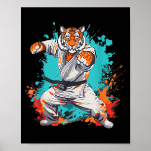 Kung Fu Tiger Watercolor Martial Arts Jiu-Jitsu Poster
