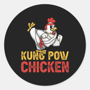 Kung Pow Chicken Funny Karate Chicken Ninja A Warr Classic Round Sticker