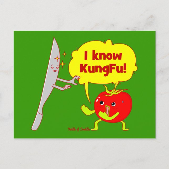 KungFu Tomato Doodle Art Postcard (Front)