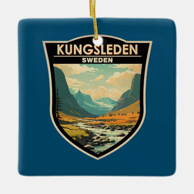 Kungsleden Sweden Travel Art Vintage Ceramic Ornament (Front)