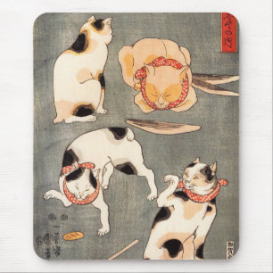 Kuniyoshi Four Cats Mouse Mat