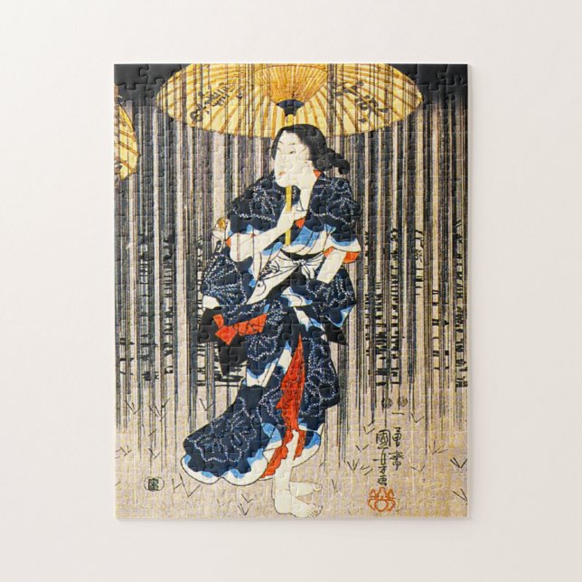 Kuniyoshi Three Women With Umbrellas Puzzle (Vertical)