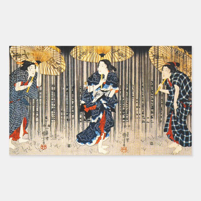 Kuniyoshi Three Women With Umbrellas Stickers (Front)