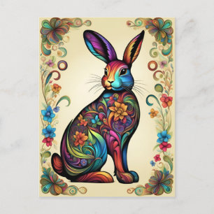 Kunstvoller Osterhase 5 Postcard