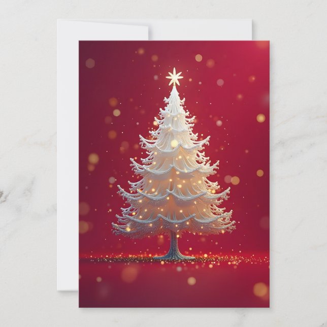 Kunstvoller weißer Weihnachtsbaum Invitation (Front)