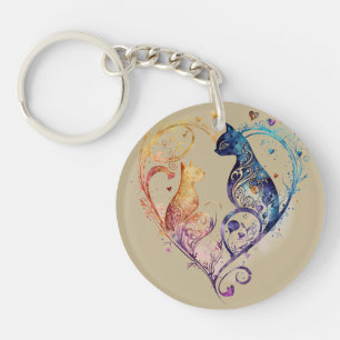 Kuraudea a cute flourish love cat Acrylic Keychain