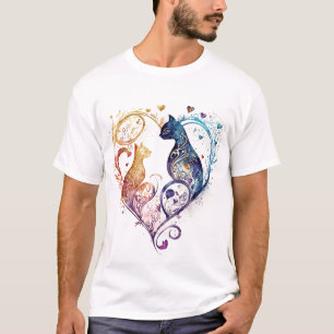 Kuraudea a cute flourish love cat heart T-Shirt