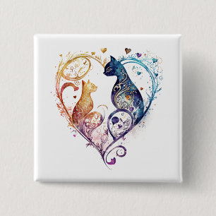 kuraudea cute cat heart-shaped Button