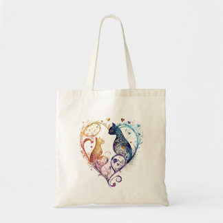 kuraudea cute cat heart-shaped Tote Bag