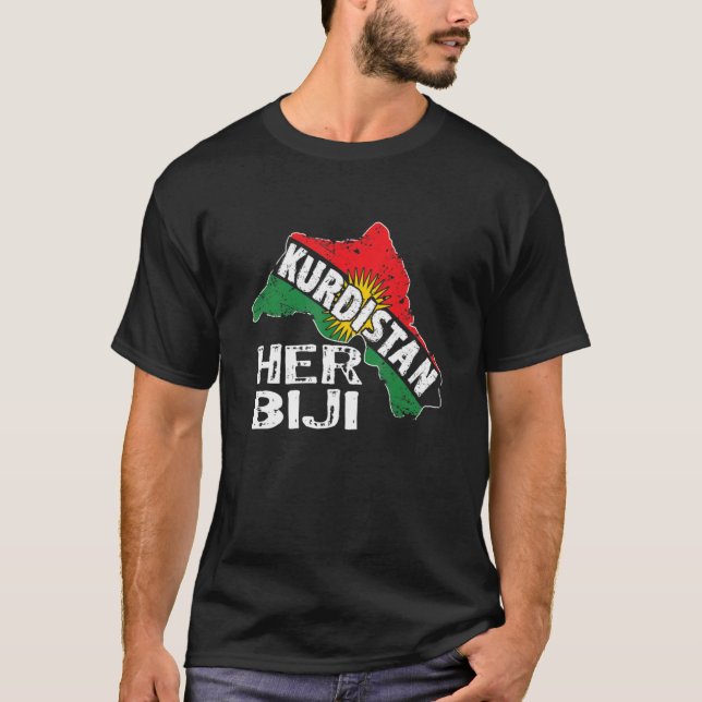Kurden Kurdistan Newroz Kurdi Flag Her Biji Kurdis T-Shirt (Front)