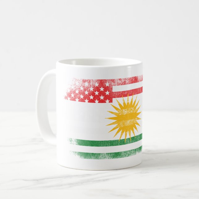 Kurdish American Flag   Kurdistan and USA Design Coffee Mug (Front Left)