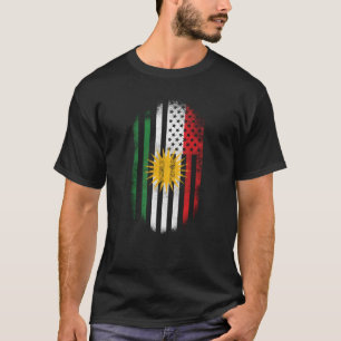 Kurdish American Flag   Kurdistan and USA Design T-Shirt