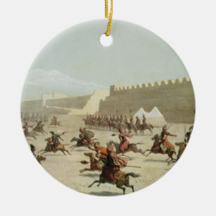 Kurdish and Tatar Warriors at Sadar Abbat, Armenia Ceramic Tree Decoration