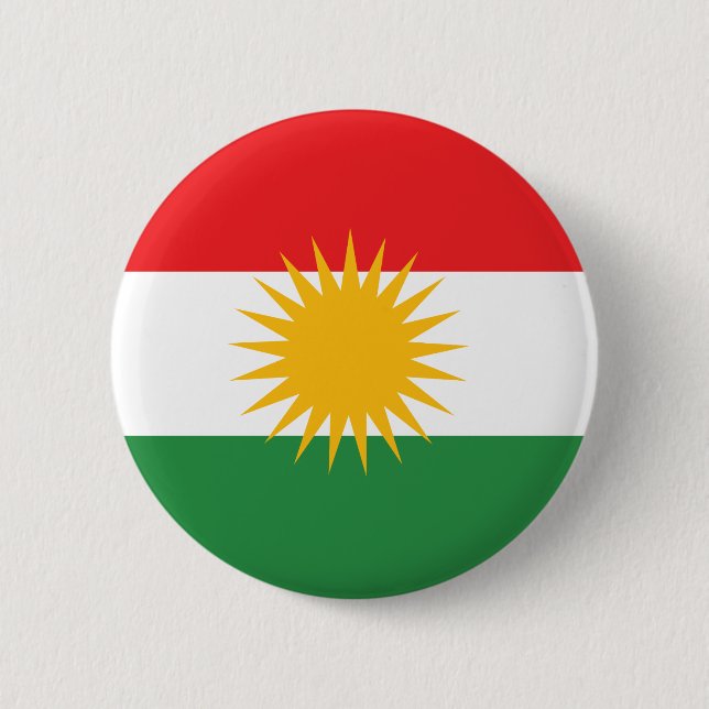 kurdish flag, drapeau kurde, kurdische Flagge 6 Cm Round Badge (Front)