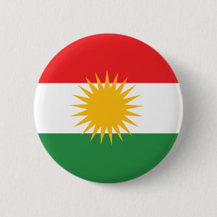 kurdish flag, drapeau kurde, kurdische Flagge 6 Cm Round Badge