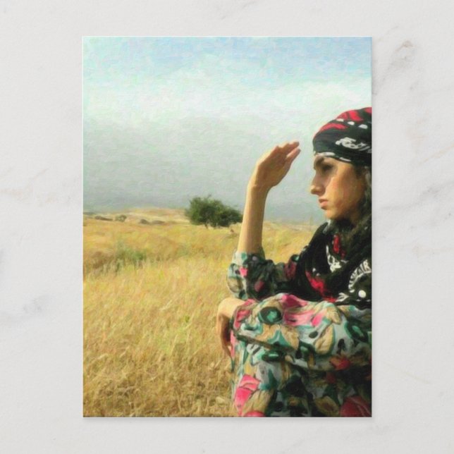 Kurdish Lady waiting for her Hero Postcard (Front)