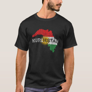 Kurdish Map and Flag Souvenir Distressed Kurdistan T-Shirt