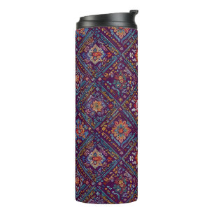 Kurdish Mosaic Floral Pattern Thermal Tumbler