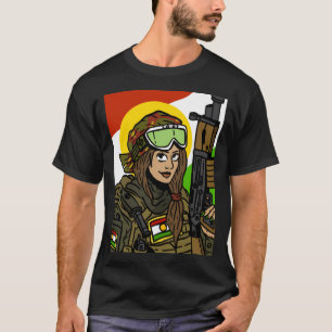 Kurdish Pride Proud Ypg Soldier With The Flag Of K T-Shirt