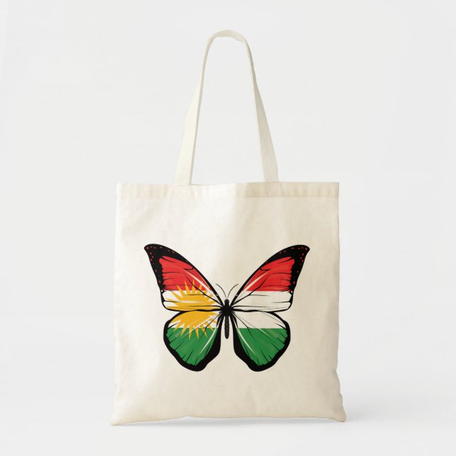 Kurdistan Butterfly Flag Tote Bag (Front)