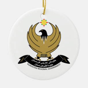 Kurdistan Coat of Arms Ceramic Tree Decoration