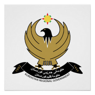 Kurdistan country coat arms symbol emblem eagle poster