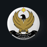 kurdistan emblem 6 cm round badge<br><div class="desc">Coat of arms of Kurdistan Regional Government. The Coat of arms of the Kurdistan Regional Government is an eagle holding a sun on his wings. The sun is formed of the three colours of red, yellow and green which represent the Kurdish flag. In the later version of the warms, the...</div>