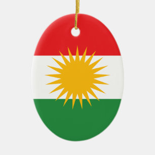 Kurdistan Flag Ceramic Tree Decoration